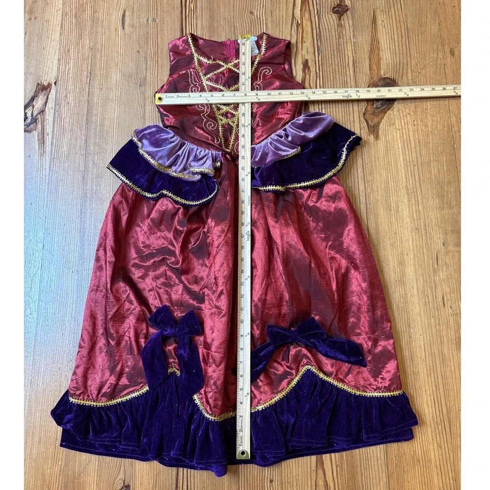 Pottery Barn Kids Costume Dress Girls Burgundy Purple Velvet Gold Trim SIZE 7/8